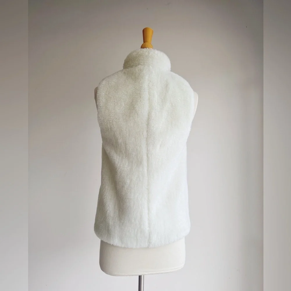 J. Crew Plush Fleece Excursion Vest E1535 XXS Ivory Faux Fur